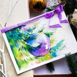 Акварельная открытка «Стеклянный шар»